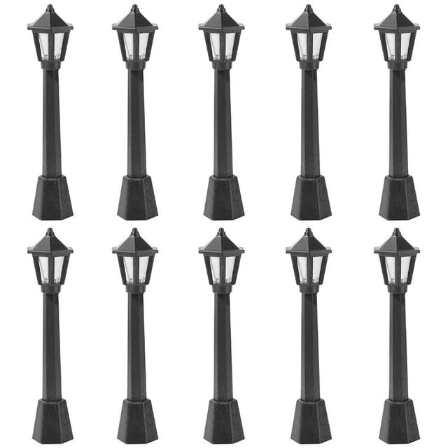MasteelfCA 10pcs Miniature Street Light Model Railway Train Solar Lamp Post Lamps Outdoor Pathway Lantern Post for Landscape Decoration