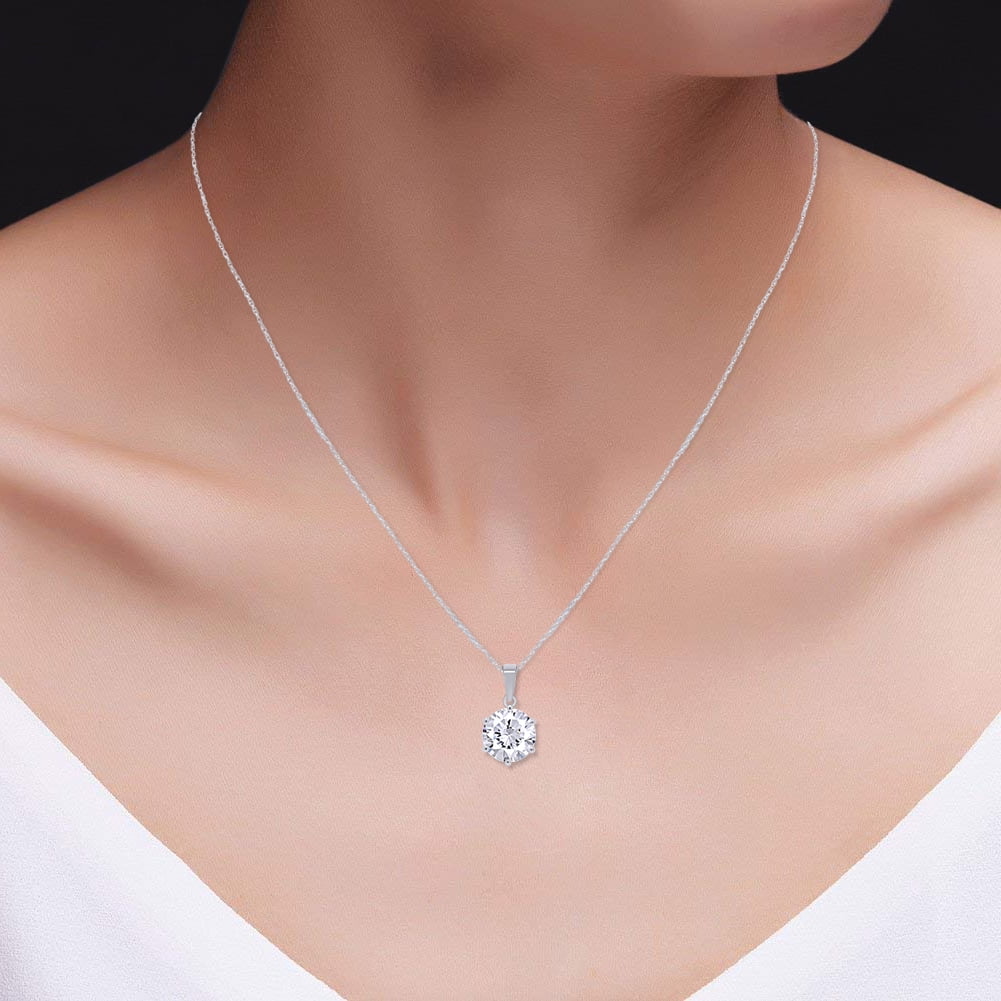 Stunning 3 Carat Pear Shaped Diamond Necklace In White Gold