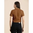 thumbnail image 3 of Moomaya Womens Solid Crop Shirt, Short Sleeves, Buttoned Shot Top, 3 of 8