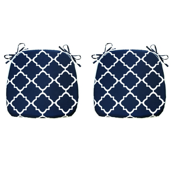FBTS Prime 16x17 inch All-Weather Blue Geometric Outdoor Seat Pads, Pack of 2