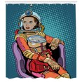 thumbnail image 3 of Ambesonne Astronaut Shower Curtain, Space Lady Purse, 69"Wx70"L, Petrol Blue Multicolor, 3 of 3
