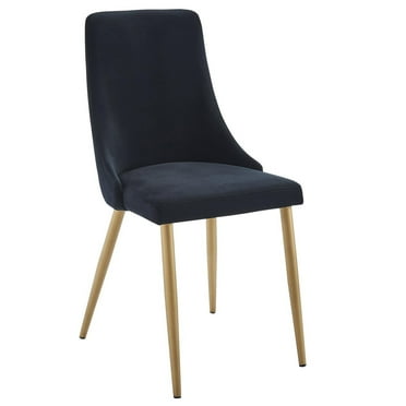 Set of 2 Mid-Century Velvet & Metal Side Chair in Black