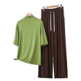 thumbnail image 3 of Pounoo Womens Loungewear Sets Crew Neck Short Sleeve Modal Solid Two Piece Outfits Casual Loose Lightweight Soft Comfy Sleepwear Gift, 3 of 6