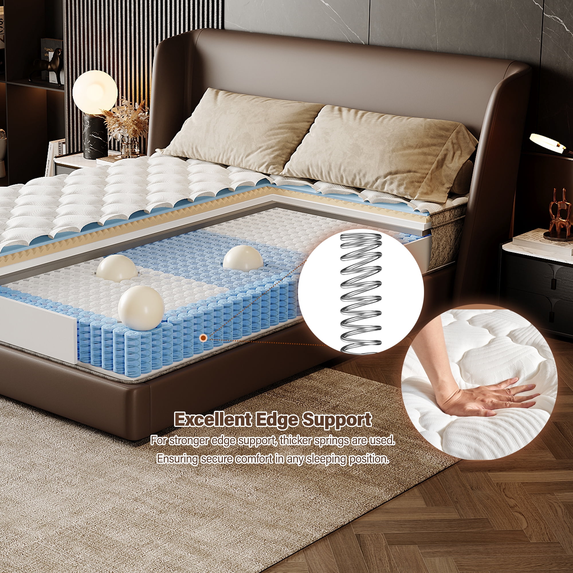 LiviNest King Mattress 12 Inch Hybrid Memory Foam & Pocket Spring for Pressure Relief & Motion Isolation - Medium Firm Mattress in a Box with Reinforced Edge Support for Couples & Adults