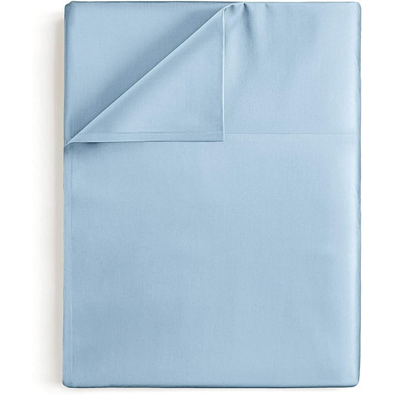 CGK Linens 400 Thread Count Single Flat Sheet Only - King Size Soft 100% Cotton Sateen Top Sheet, Light Blue