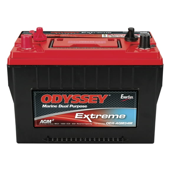 Odyssey Battery Battery ODX-AGM34M Extreme Series; 34M Group Size; 12 Volt; 880 Cold Cranking Amps/1500 Pulse Hot Cranking Amps; 10.9 Inch Length; 6.8 Inch Width; 7.8 Inch Height