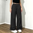 thumbnail image 3 of Lmnyox Wide Leg Pants for Girls Fashion Cute Baggy High Waist Trousers Lightweight Solid Color Workout Pants, 3 of 8