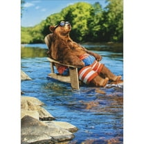 Avanti Press Bear with Sunglasses Lounging in Adirondack Chair in Stream Funny / Humorous Birthday Card for Him