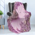 thumbnail image 4 of Easter Bunny Soft Flannel Fleece Throw Blanket, Grey Easter Rabbit Surrounded by Lilac Flowers Fresh Spring Time, Cozy Plush for Indoor and Outdoor Use, 70" x 90", Lilac Multicolor, by Ambesonne, 4 of 5