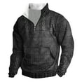 thumbnail image 2 of YLSDY Men's Vintage Knit Print Zip-Up Sweatshirt,Quarter Zip Retro Stand Collar Sweatshirt Solid Long Sleeve Warm Top Dark Gray M, 2 of 5