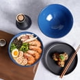 thumbnail image 4 of 8 Inch Ceramic Ramen Bowl Set of 2 Pho Bowls 40oz  Noodle Udon Soup Bowls with Spoons and Chopsticks ( Blue), 4 of 6