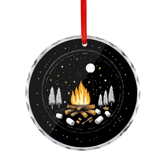 Crystal Glass Christmas Ornament Life Is Better Around The Campfire Round Glass Christmas Ornaments Camp Life Holiday Decorations And Xmas Gift Ideas