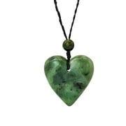 81stgeneration Women's Men's Carved Nephrite Jade Greenstone Maori Love Heart Pendant Necklace