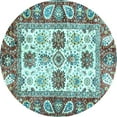 thumbnail image 1 of Ahgly Company Indoor Round Abstract Light Blue Modern Area Rugs, 3' Round, 1 of 4