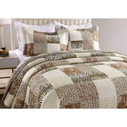 MarCielo 3 Piece Quilted Bedspread Leopard Print Quilt Quilt Set Bedding Throw Blanket Coverlet Animal Print Bedspread Ensemble Cheetah King Oversize(Cal King)