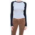 thumbnail image 1 of Txlixc Pullover de mujer, cuello redondo de contraste, manga de raglan larga, adecuado para la primavera y el otoño Txlixc moda, 1 of 3