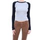 thumbnail image 1 of TRKIYQC Tops de manga larga para mujer, blusas ajustadas casuales de manga raglán con cuello redondo en contraste de color para primavera y otoño TRKIYQC moda, 1 of 6