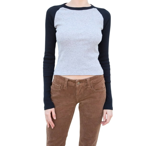 Txlixc Pullover de mujer, cuello redondo de contraste, manga de raglan larga, adecuado para la primavera y el otoño Txlixc moda