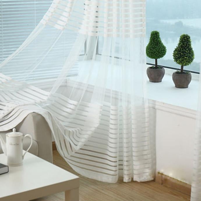 200x100cm Modern Room Tree leaf Pattern Tulle Door Window Curtain for Home Decor