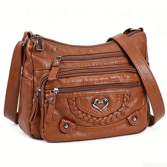 BadPiggies Women's Soft PU Leather Shoulder Bag Ladies Crossbody Purse and Handbags Lightweight Pocketbooks - Brown