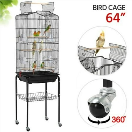 64'' Play Open Top Small Parrot Cockatiel Conure Parakeet Bird Cage with Stand