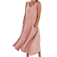 thumbnail image 1 of EQWLJWE Robes d'Été pour Femmes 2023 Liquidation Robes pour Femmes Robe d'Été pour Femmes Tempérament Doux Col Rond Sans Manches Imprimé Multicolore, 1 of 8