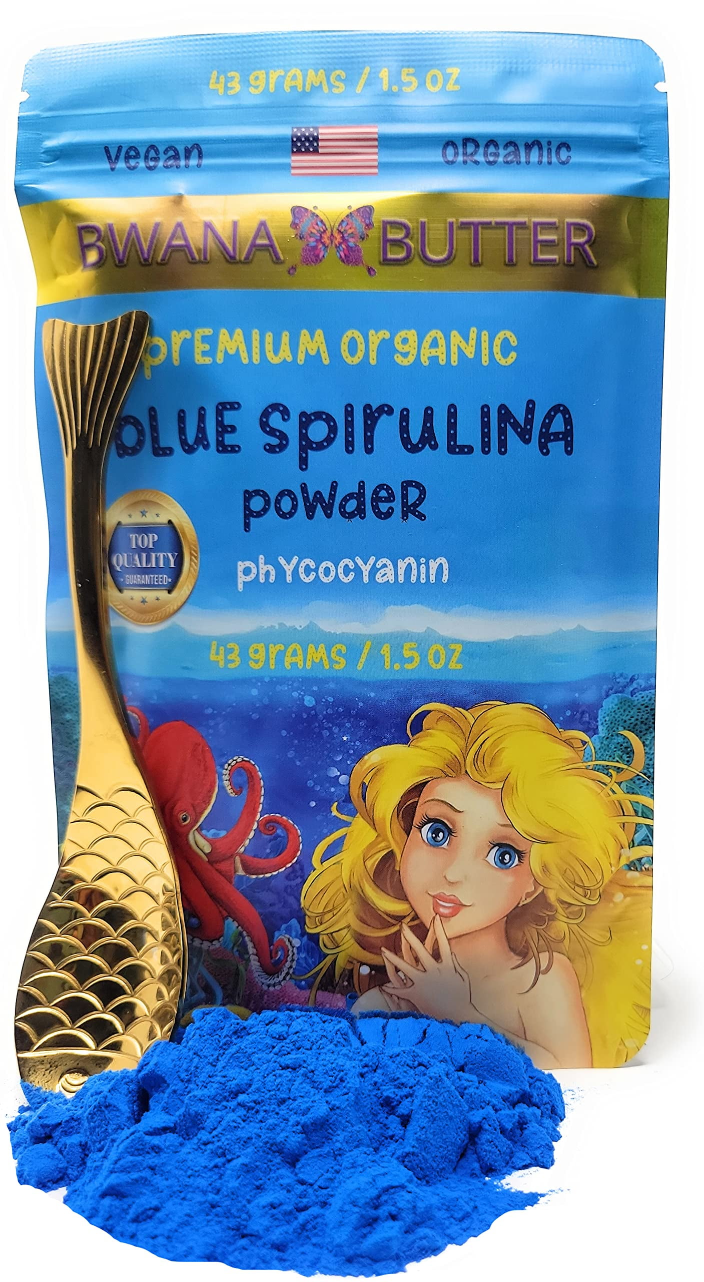 Bwana Butter Organic Blue Spirulina Powder Phycocyanin Food Coloring a