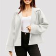 thumbnail image 2 of Women Cropped Button Blazer Short Casual Bomber Wool Blend Jacket Pea Coat Fall Outerwear with Pockets, 2 of 7