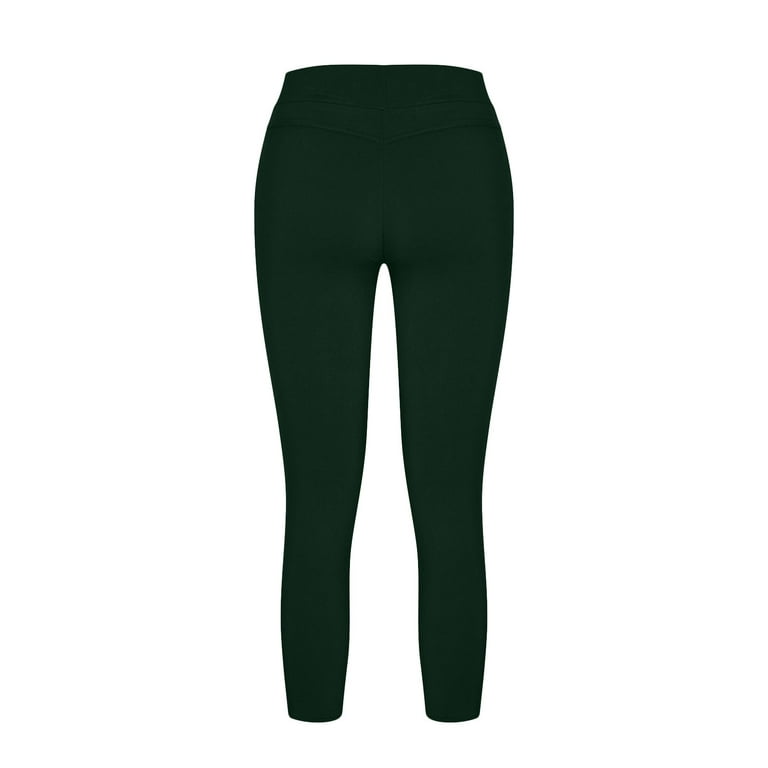 RYRJJ Ripped Leggings for Women with Pockets Cutout Yoga Pants High Waisted  Athletic Workout Running Skinny Leggings(Green,3XL) 
