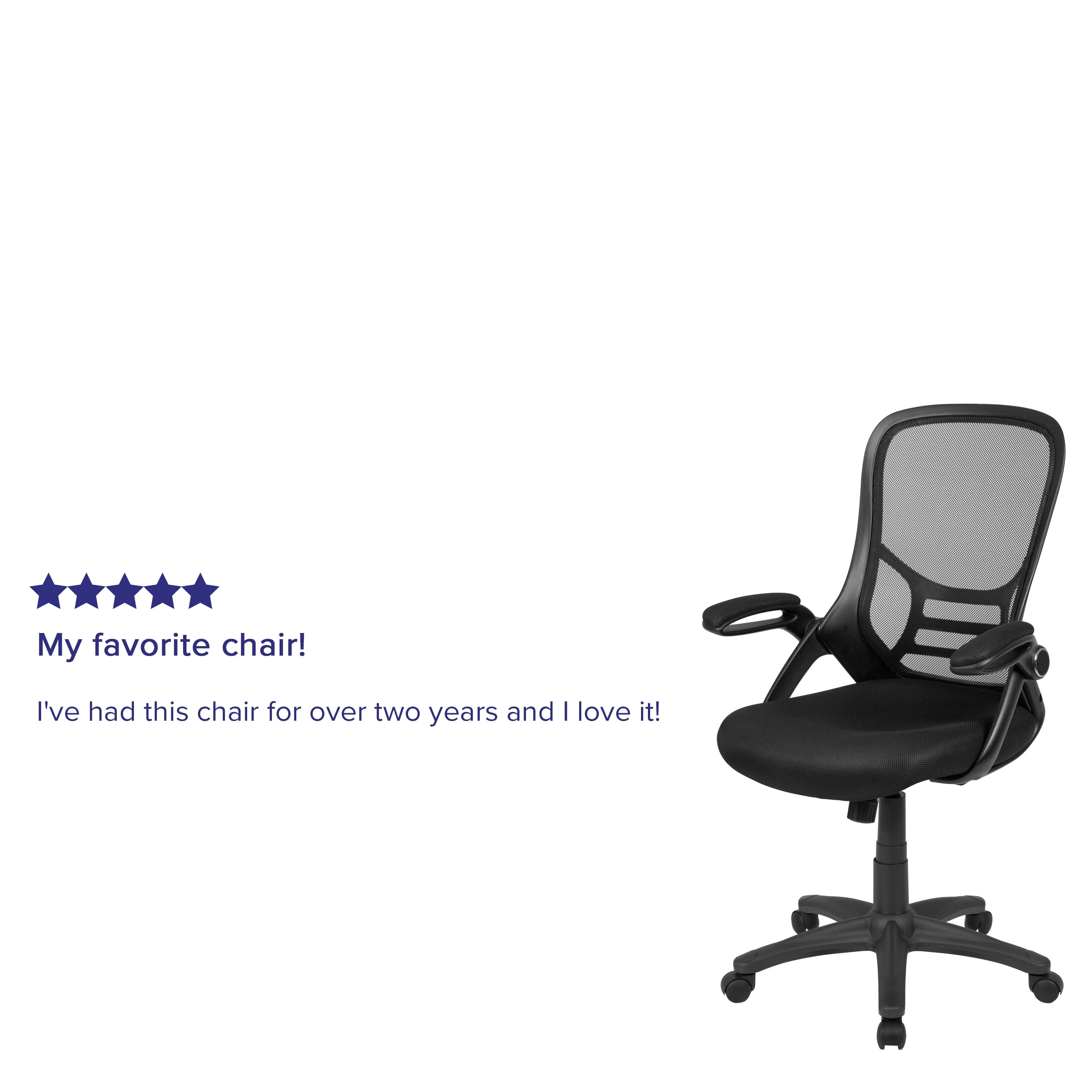 Emma + Oliver High Back Black Mesh Ergonomic Office Chair with Black Frame and Flip-up Arms