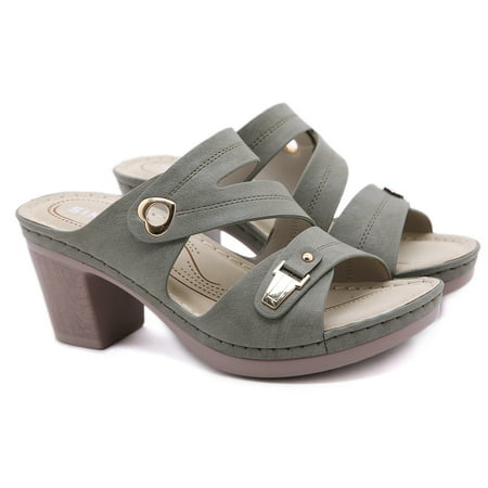 

Women‘s Hollow Out Chunky Heeled Mules Metal Buckle Seam Strap Open Toe Slip On Sandals Women‘s Footwear