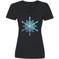 thumbnail image 3 of Inktastic Christmas Blue Ice Snowflake Women's V-Neck T-Shirt, 3 of 5