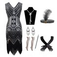 thumbnail image 1 of Nouvelle Robe Charleston Rétro Élégante des Années 1920 pour Femme Great Gatsby Fête Cosplay Sans Manches à Paillettes Perlées à Franges Robes Femme Vestidos, 1 of 7
