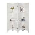 thumbnail image 2 of Hofitlead 4 Panel Room Divider with Shelves 5.6Ft Wooden Folding Screens Privacy Partition Wall for Bedroom Living Room Office, Warm White, 2 of 8