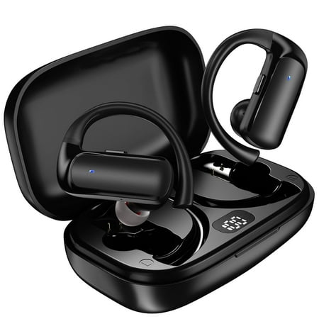 Cshidworld Bluetooth Headphones True Wireless Earbuds with Charging Case IPX7 Waterproof Stereo Headphones with Built-in Microphone In-Ear Headphones for Sports Running Black