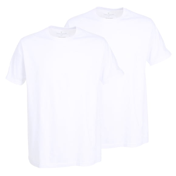 TOM TAILOR Camiseta de hombre, paquete de 2 - Camiseta de la suerte, media manga, cuello redondo, lisa Blanco L (Large)