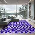 thumbnail image 2 of ODIKA 8'x10' Washable Area Rug Grid Abstract Retro Wave Rhythm Plaid Crisp Purple Checkered Refined Structured for Living Room, Under Sectional, Family Room , Durable, Non-Slip, 2 of 7