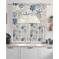 thumbnail image 2 of Blue Grey Coastal Kitchen Curtains Sets 24 Inch Length with Valance, Rustic Ocean Starfish Shell Seahorse Swag Valances and Tiers Curtain Set Drapes Swag Curtains for Living Room, Bathroom, Bedroom, 2 of 6