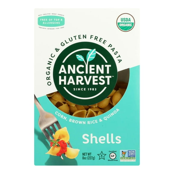 Ancient Harvest - Organic Gluten Free Quinoa Supergrain Pasta - Shells - Case of 12 - 8 oz