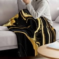 thumbnail image 3 of Black Gold Marble Blanket Soft Cozy Warm Twin Blanket for Bed, Plush Fuzzy Flannel Fleece Blankets for Sofa, Modern Geometric Textured Throw Blankets for Couch, Lightweight Gifts for Women, 60"x80", 3 of 9