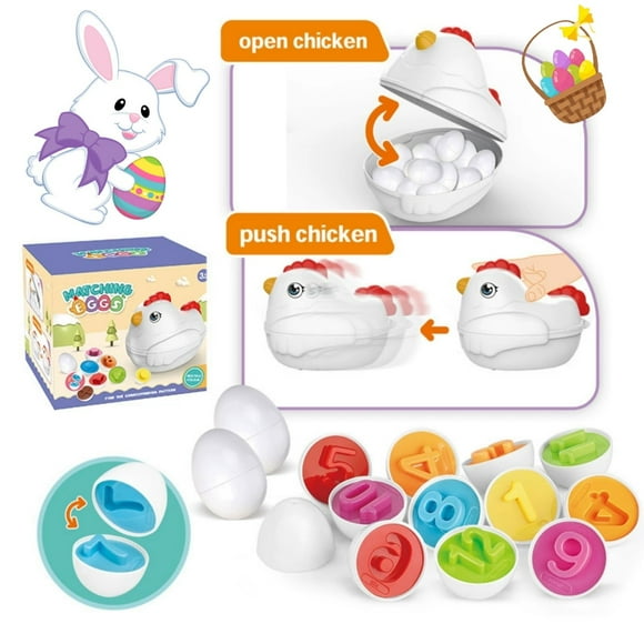 B Learning Eggs Shape Sorter Toy 12 Pcs With Rolling Hen Storage Box Fine Motor Skills