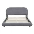 thumbnail image 4 of Full Size Platform Bed with Curve-shaped Headboard, Teddy Fleece Upholstered Bed Frame with Thick Fabric and Solid Frame for Bedroom, Easy Assembly, No Box Spring Needed, Gray, 4 of 7