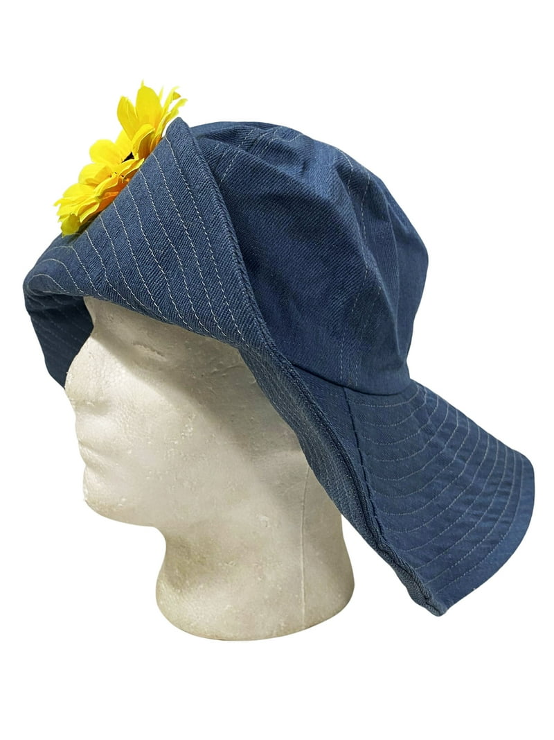 90's Style Denim Bucket Hat With Sunflower - Walmart.com