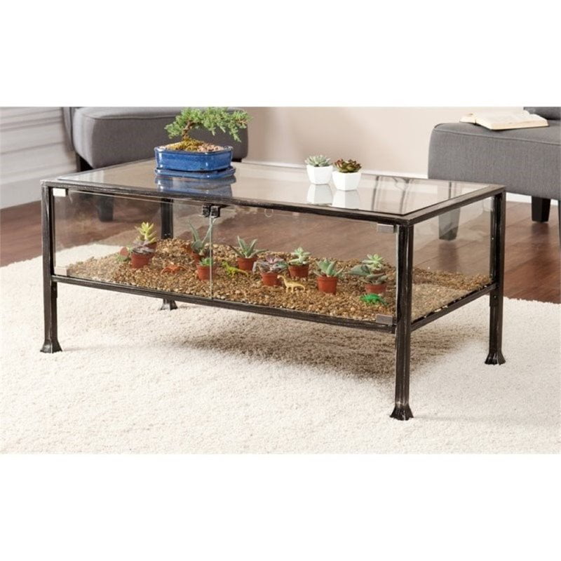 Pemberly Row Glass Display Coffee Table, Glass Display End Table