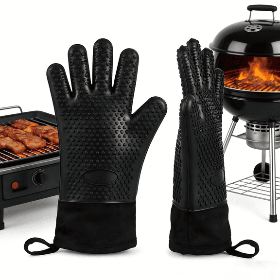 Efoee 13.7 in Silicone Extra Padded Grill Gloves Regular