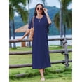 thumbnail image 6 of Zeagoo Sundress Dress Women's Casual Loose A Line Crewneck Split Maxi Cover Up Holiday Beach Tropical Bohemian Shift Sun Dress Outfits with Pockets, 6 of 6