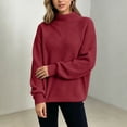 thumbnail image 6 of Xdegoge Women's Mock Neck Oversized Sweater Long Sleeve Textured Chunky Knit Pullover Jumper Fall Winter Casual Knitwear, 6 of 8