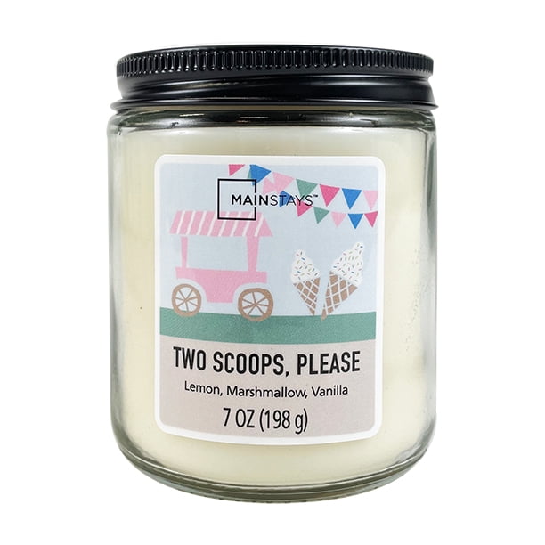 Mainstays Scented Candle Twist Lid, Two Scoops Please, 7 oz. Single Wick