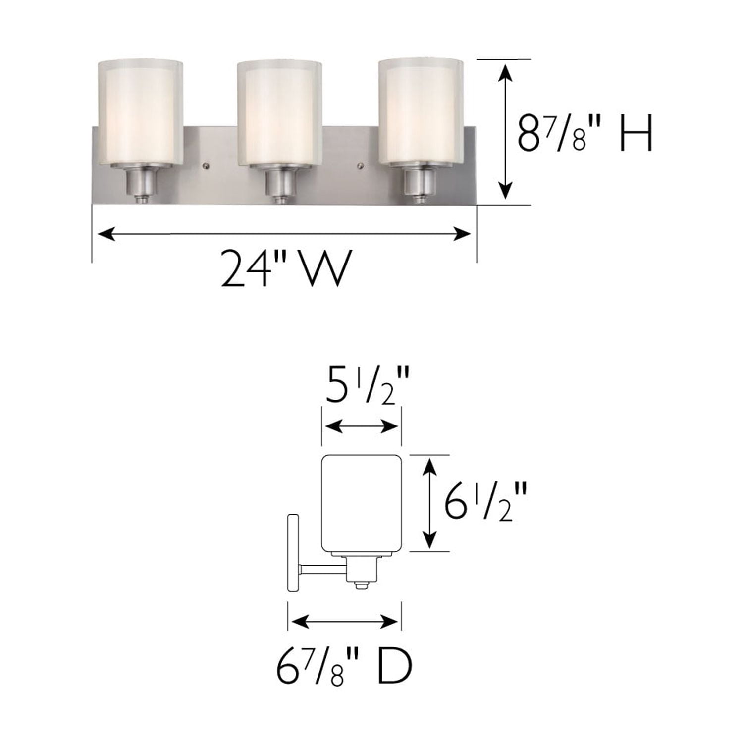 Design House Oslo Traditional 3-Light Indoor Dimmable Bathroom Vanity Light, Satin Nickel