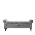 thumbnail image 4 of 62" Bedroom Tufted Button Storage Bench, Modern Fabric Upholstered Ottoman, Window Bench, Rolled Arm Design for Bedroom, Living Room, Foyer (Grey), 4 of 7